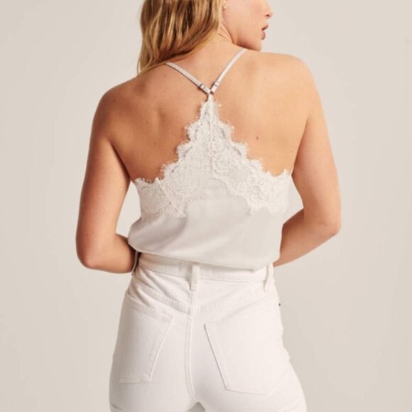 NWT ABERCROMBIE & FITCH | Lace Satin Sleeveless Bodysuit | Sz. S - Picture 2 of 10